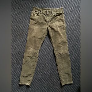 Olive American Eagle Corduroy flex skinny pants